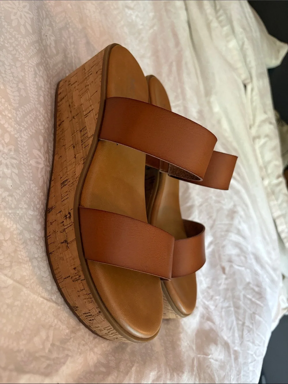 MICHAEL Michael Kors Cognac Double-Strap Cork Wedge Slides